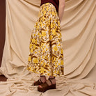 retro maxi skirt with shirred waist