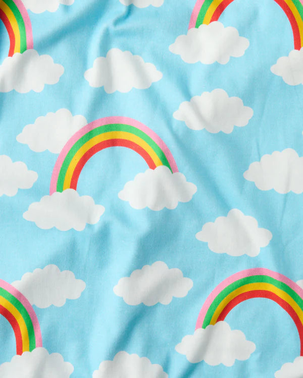 Close-up of romper fabric – highlighting soft organic cotton jersey and easy dressing details.