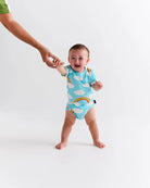 organic cotton baby onesie / romper with rainbows and clouds
