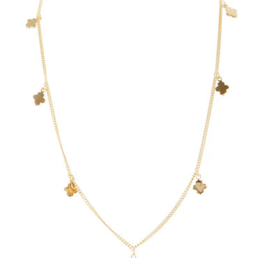 Gold necklace with clover charms by Fairley