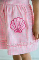 shell embroidery detail on girls dress - Coco Dress – Strawberry Gingham by Juni