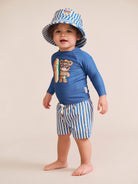 Side view of Collegiate Stripe Boardshort | Huxbaby