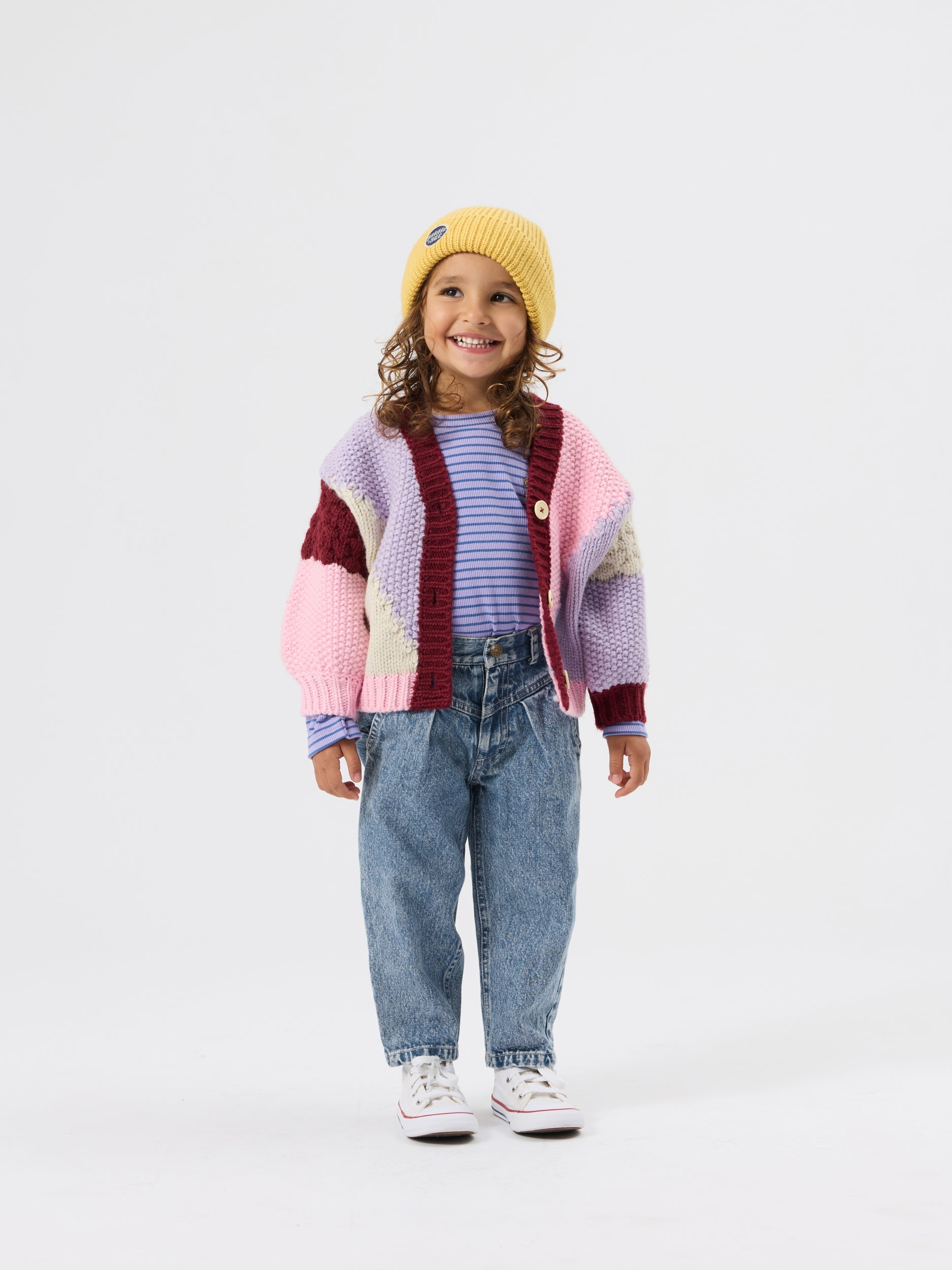 Colour Block Knit Cardigan Front View| Goldie + Ace