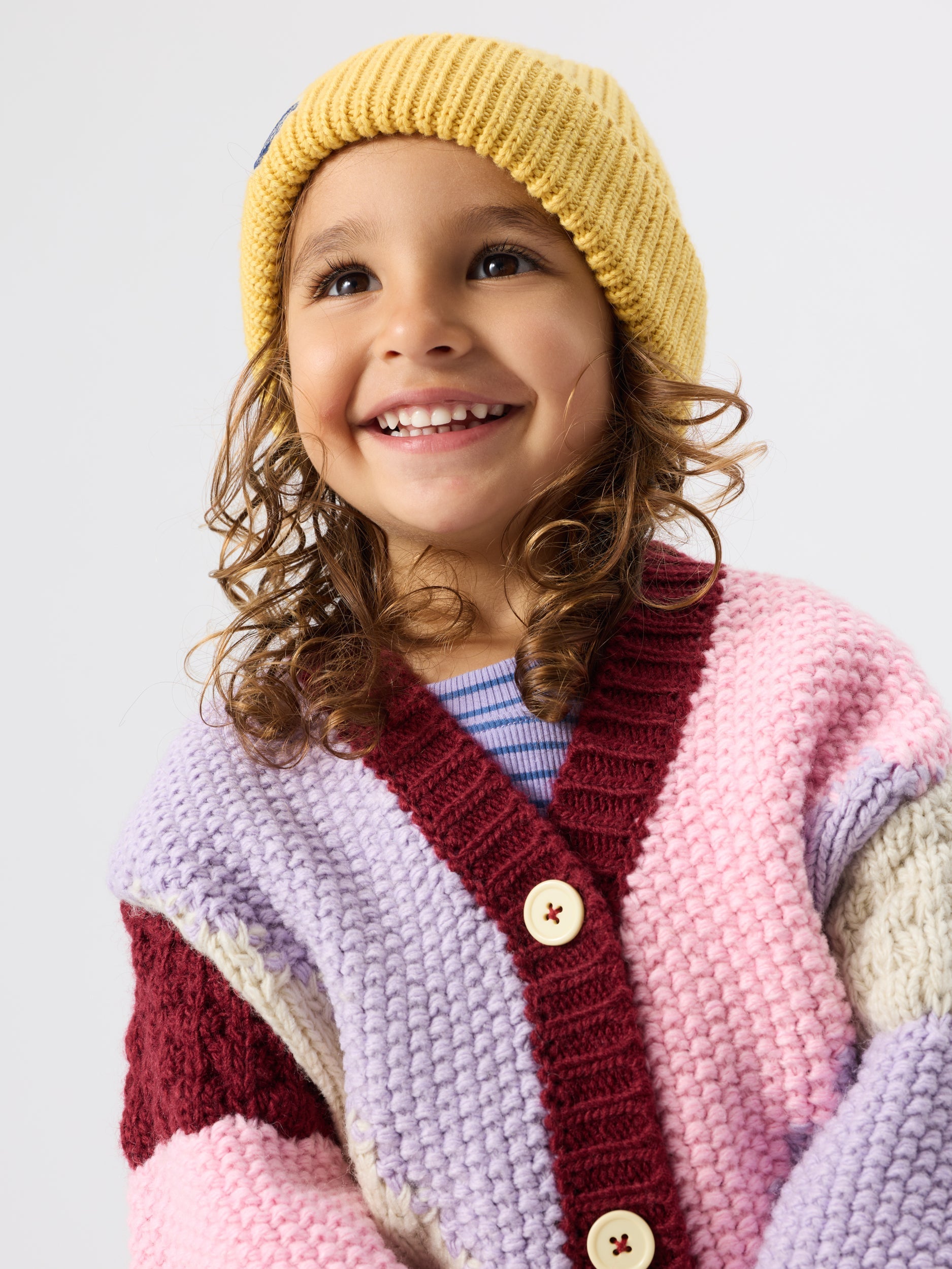 Colour Block Knit Cardigan Close Up by Goldie + Ace