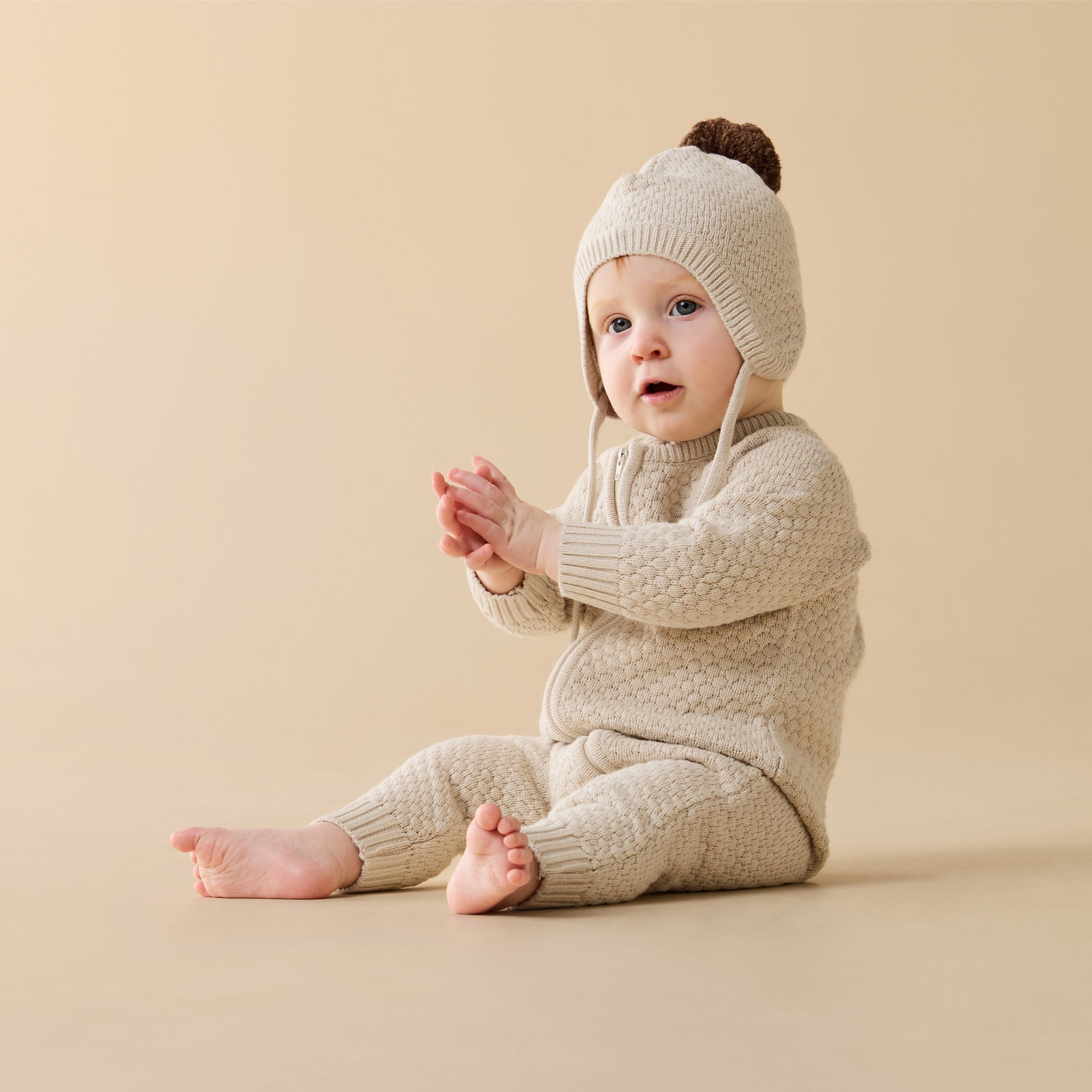 Cream Organic Knitted Bauble Growsuit | Wilson + Frenchy