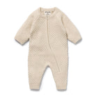 Front view of the Cream Organic Knitted Bauble Growsuit | Wilson + Frenchy