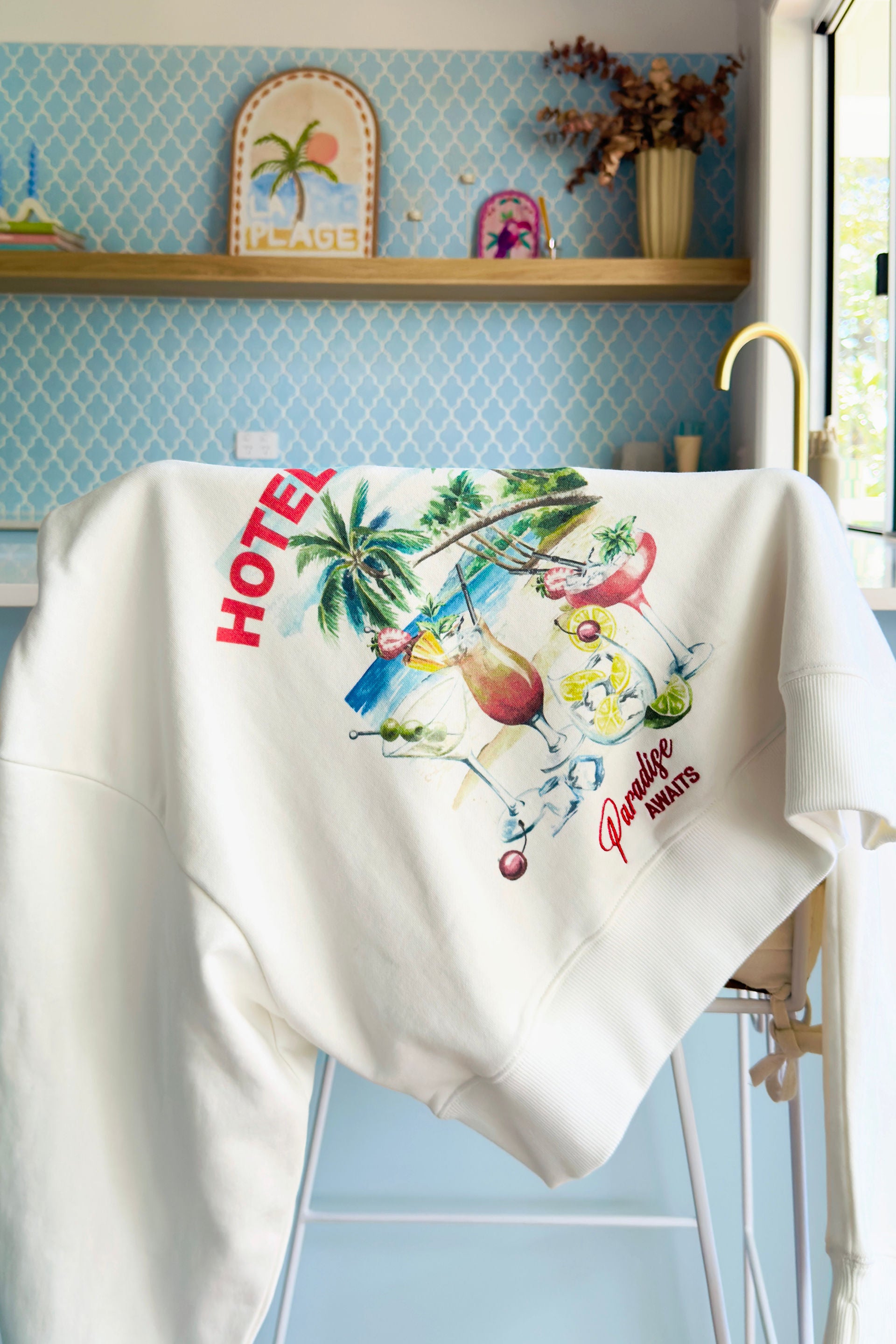 Cropped Slouchy Crew Hotel Ceres Print by Ceres Life