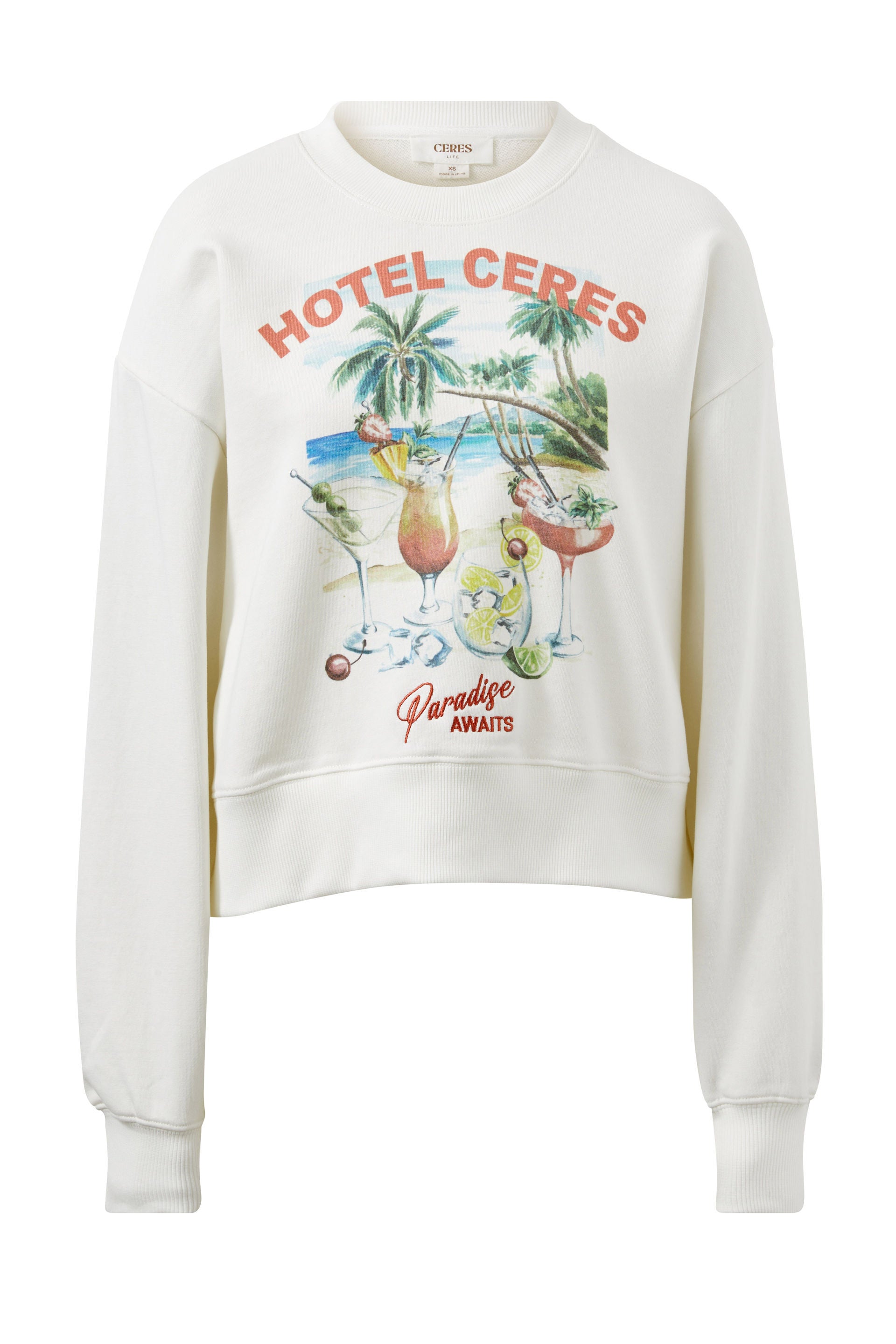 Cropped Slouchy Crew Hotel Ceres Print by Ceres Life