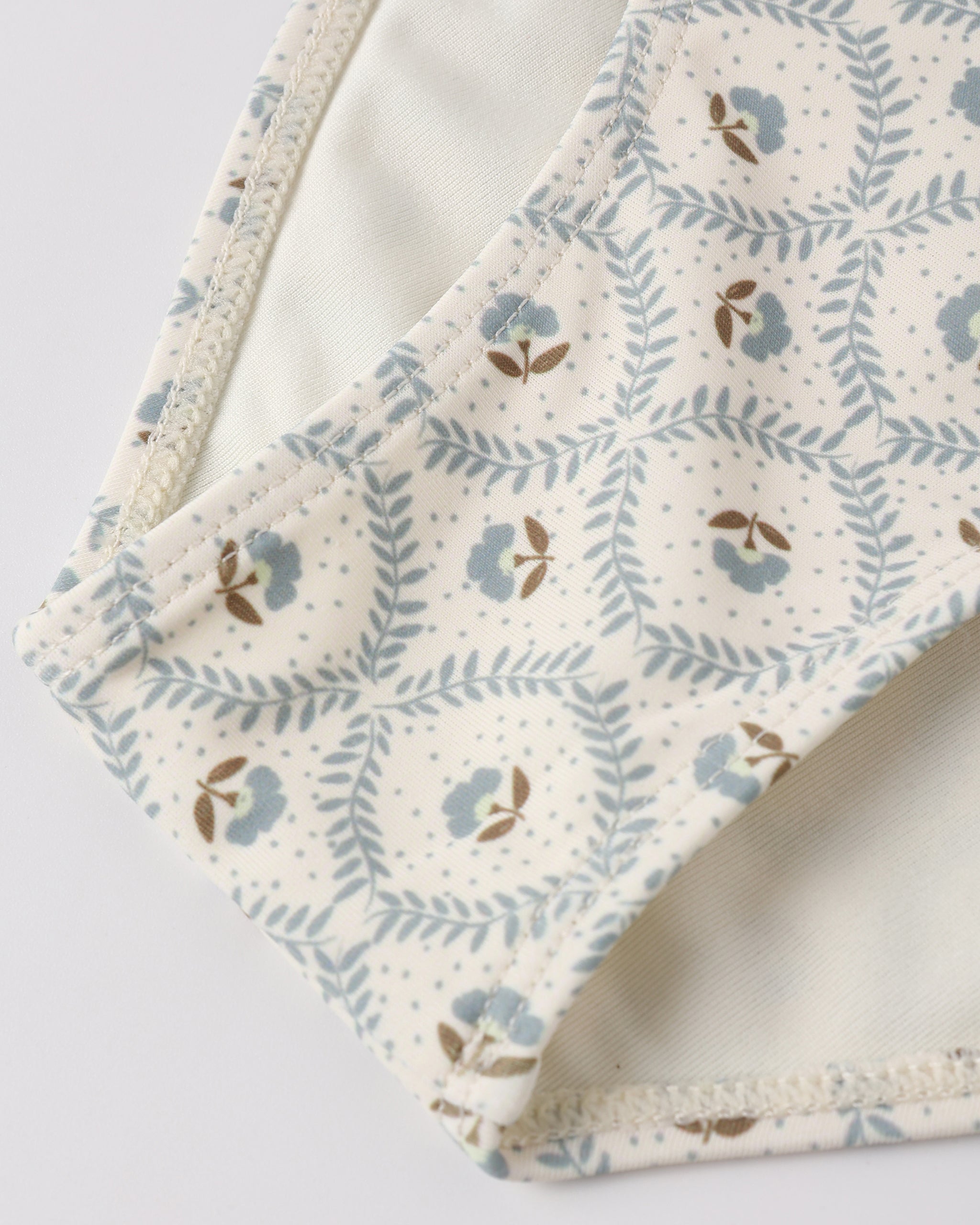 Close up of pattern on the Cropped Rashguard Set Green Fleur | Rylee + Cru