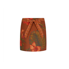 Hand drawn tropical print wrap skirt cotton linen blend
