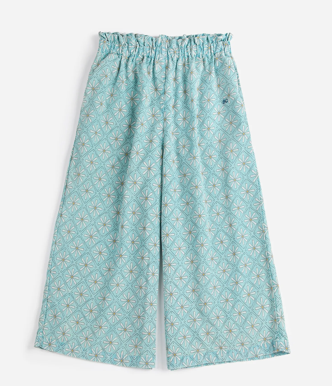 Daisy Mosaic All Over Woven Culotte Pants - Light Blue | Bobo Choses