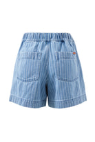 Back view of Darcy Relaxed Everyday Shorts Ceres life - indigo colour with white stripes