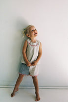 girl wearing Della Short - blue check by JUNI