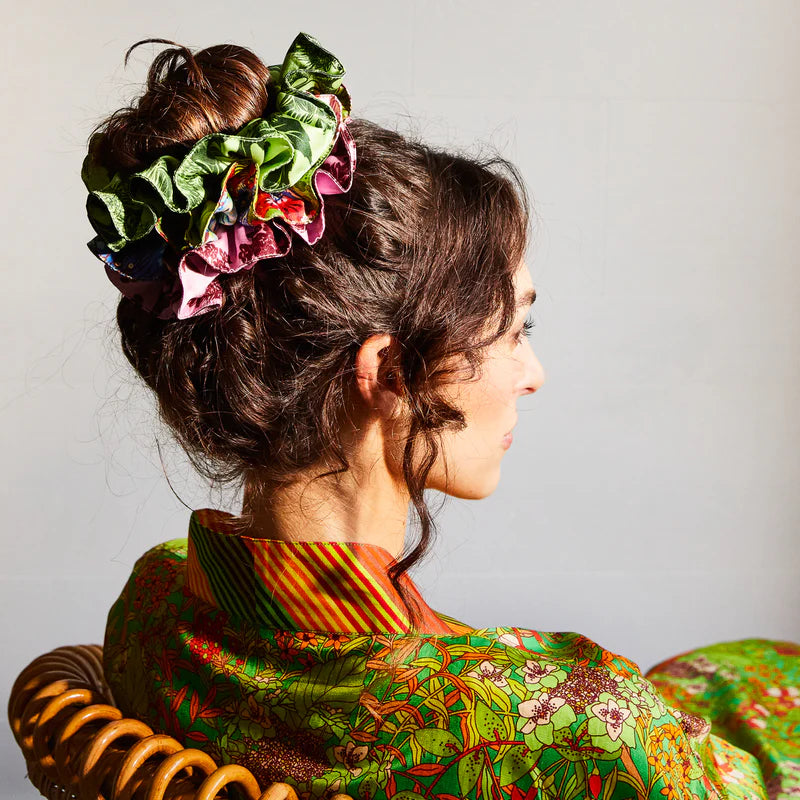 floral silk hair scrunchies