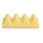 Aspen Gold wave-shaped soap dish in soft yellow marbled resin, front view on white background