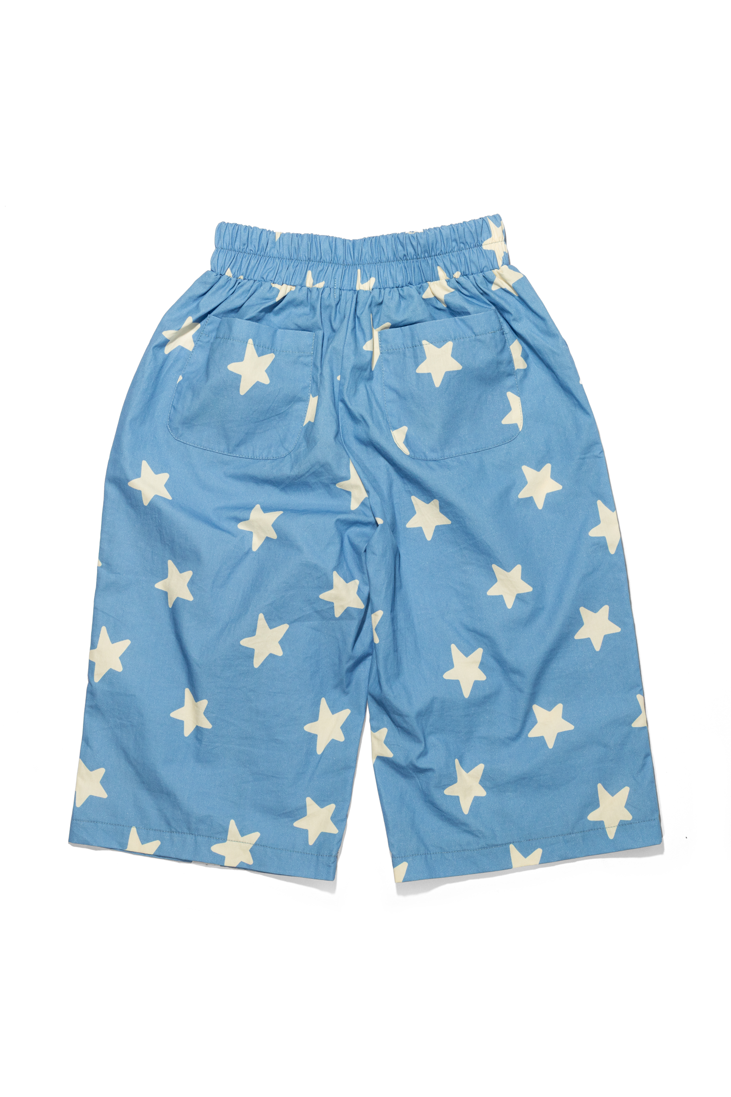 Flat lay back view of Dusty Star Pants showing elastic waistband and rear pockets