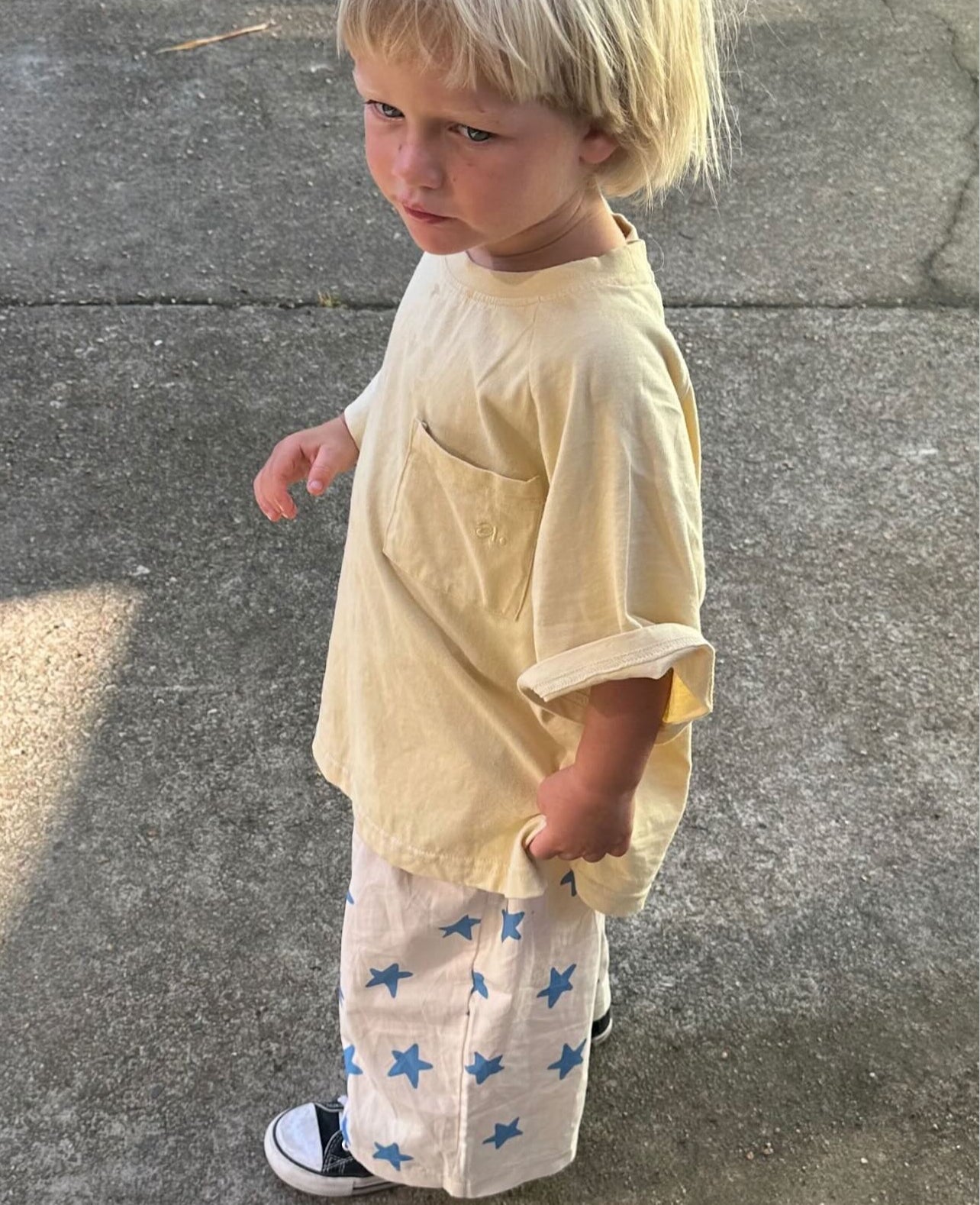 Boy in Dusty Star Pants | Sunday Siblings