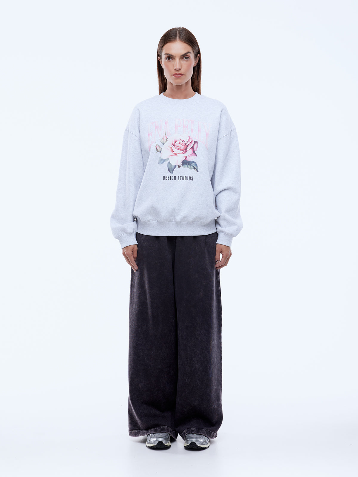 Ena Pelly Rose Sweatshirt White Marle