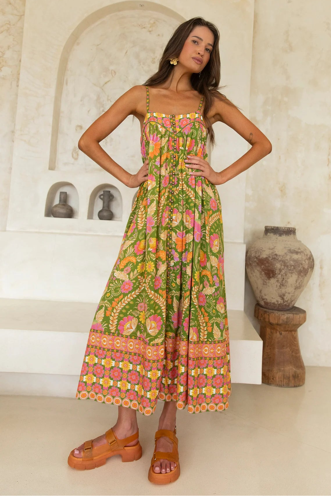 Estella Dress Guava by Nine Lives Bazaar