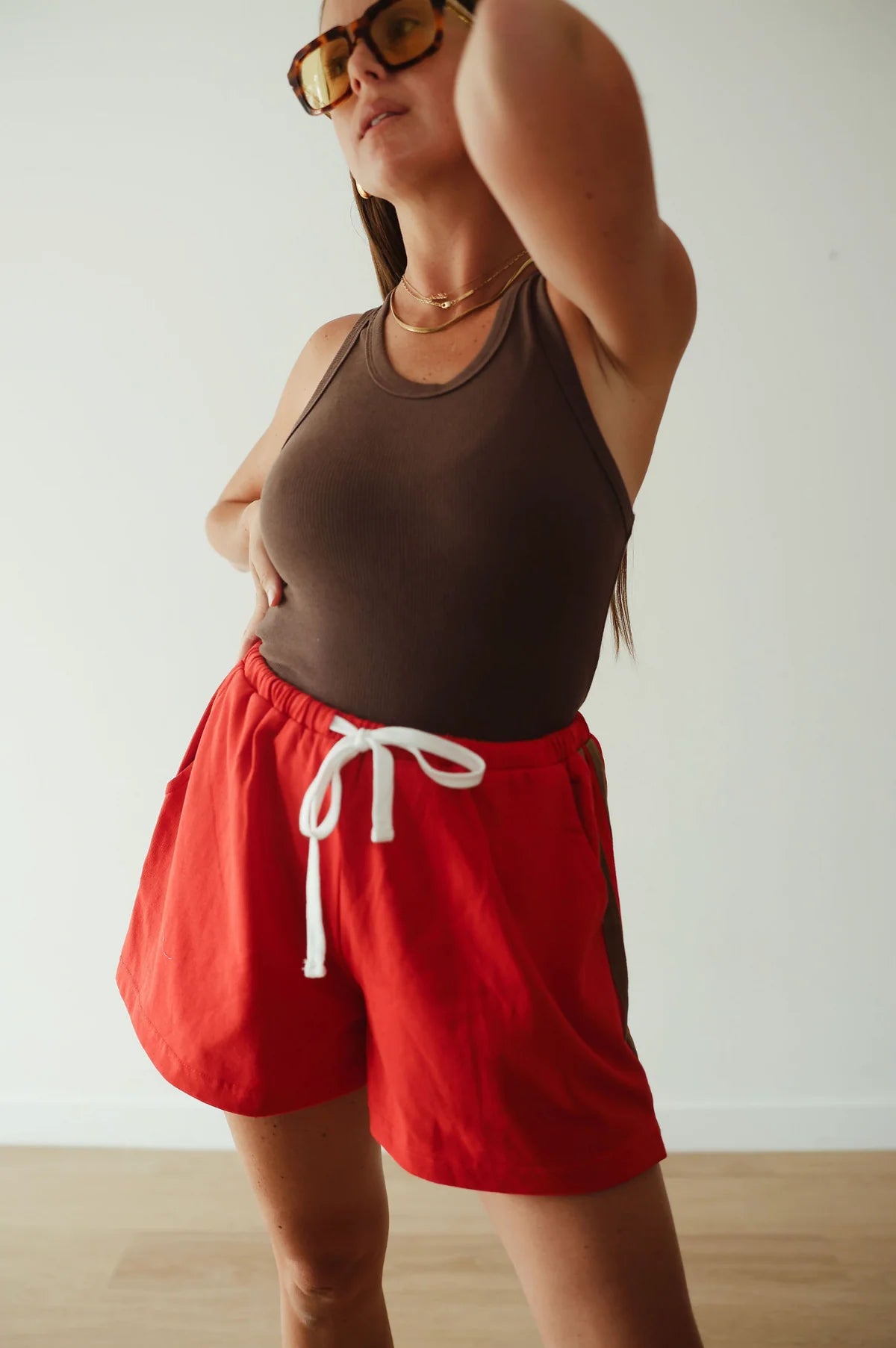 Everyday Shorts – Burnt Red/Brown Stripe by Billie