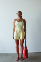 model wearing Everyday Shorts - Butter by By Billie