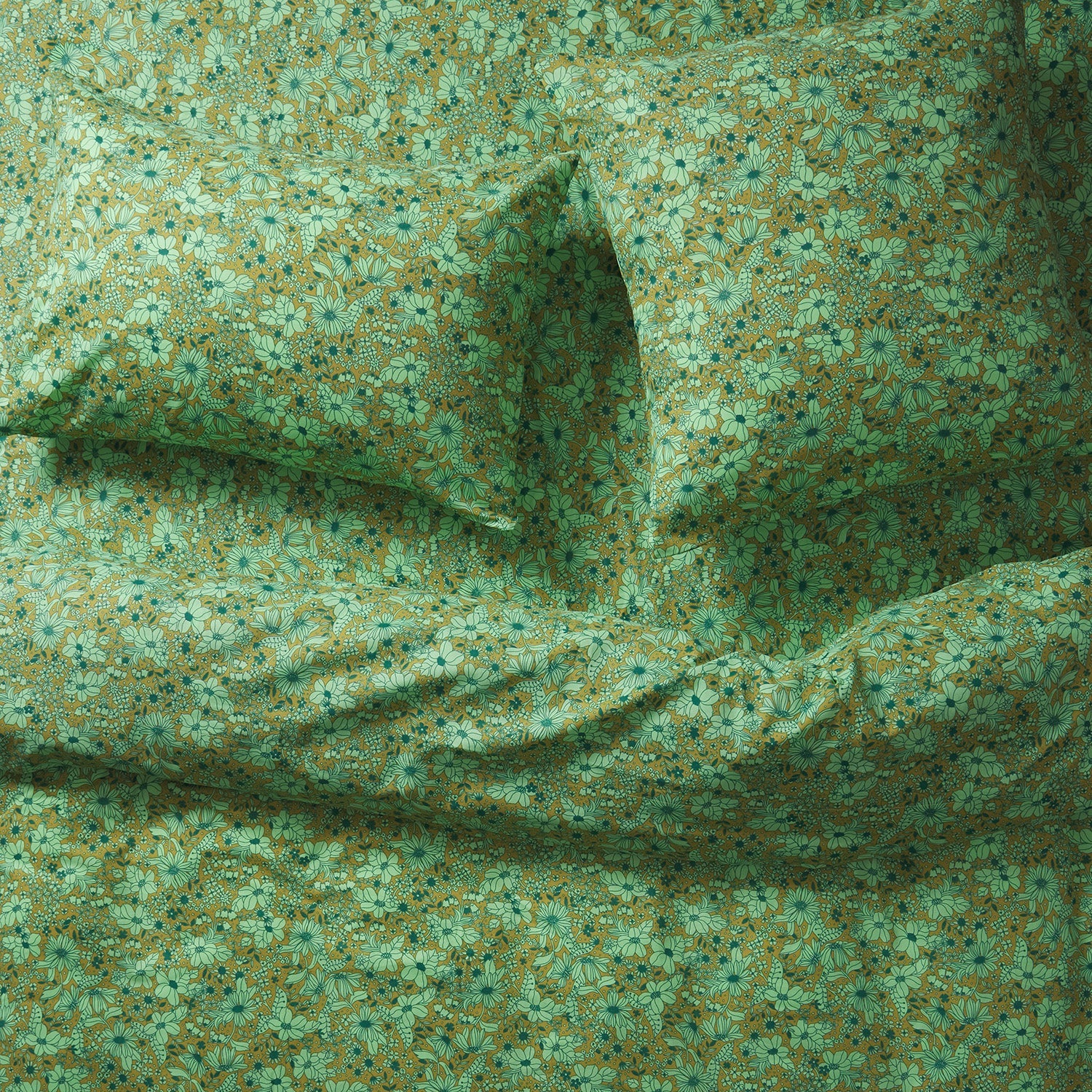 Evette Cotton Quilt Cover by Sage & Clare - green vintage floral bed linen set