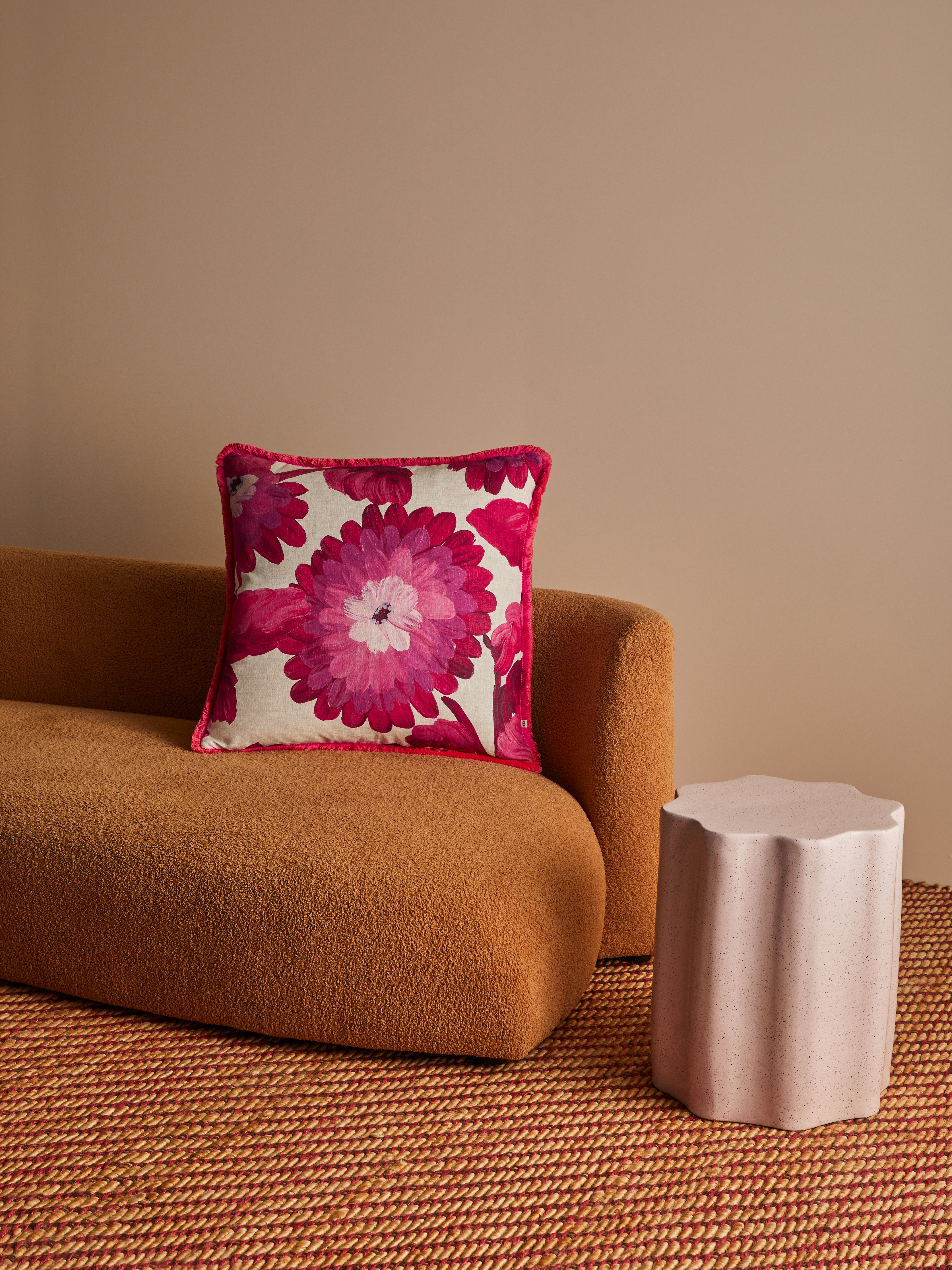bonnie and neil pink dahlia cushion 60cm