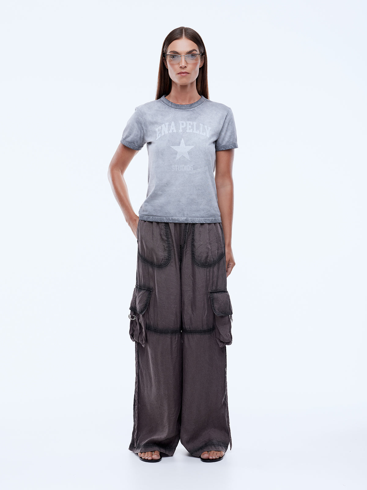 model wearing Fading Star Relaxed Baby Tee by Ena Pelly