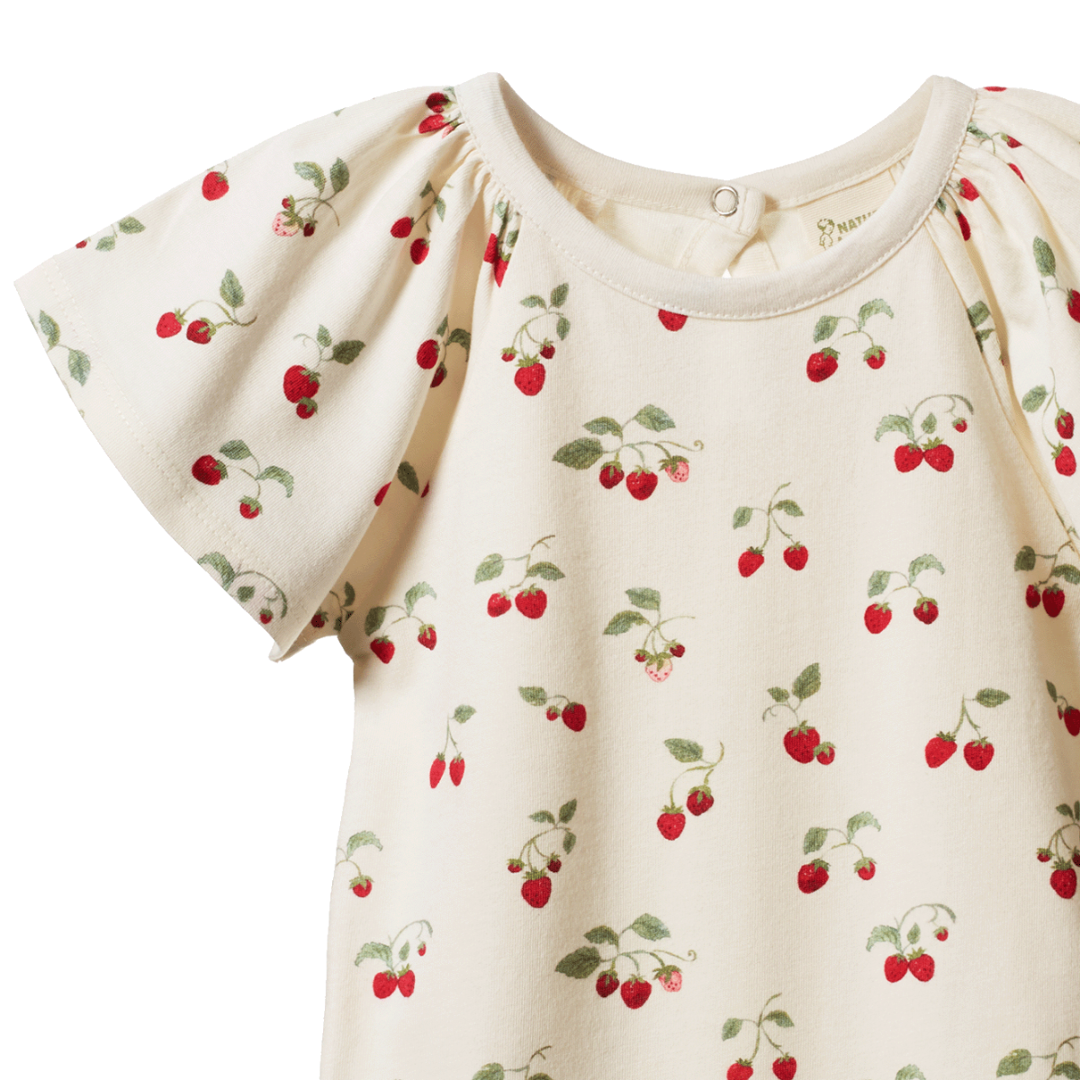 fabric details Faye Bodysuit Strawberry Blush Print by Nature Baby