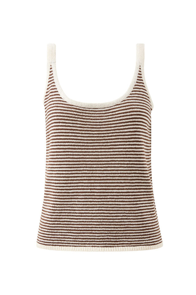 Fia Stripe Knit Tank – Chocolate Ecru Stripe by Ceres Life
