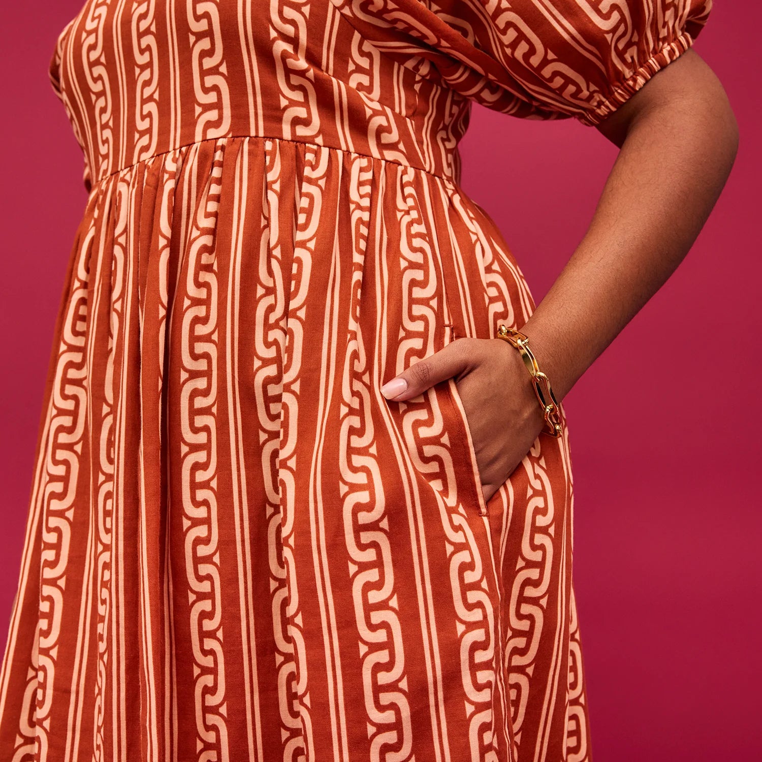 Fidel Puff Sleeve Maxi Dress by Sage and Clare - pocket details