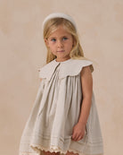 Noralee Florence Dress Sky Stripe with scalloped collar and eyelet detail
