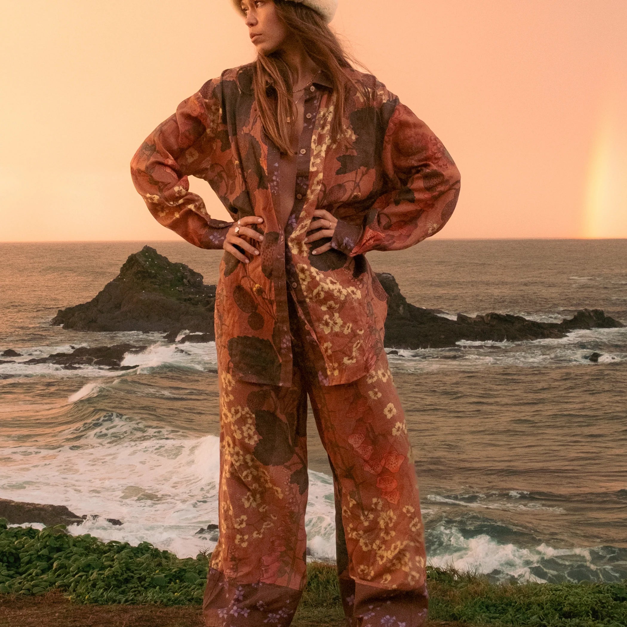 floral linen pants by wandering folk