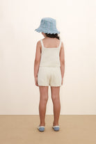 back view of Flowers Knitted Crop Top - Light Cream by Tiny Cottons