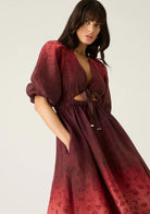 Frankie Midi Dress by MOS The Label in deep purple and red