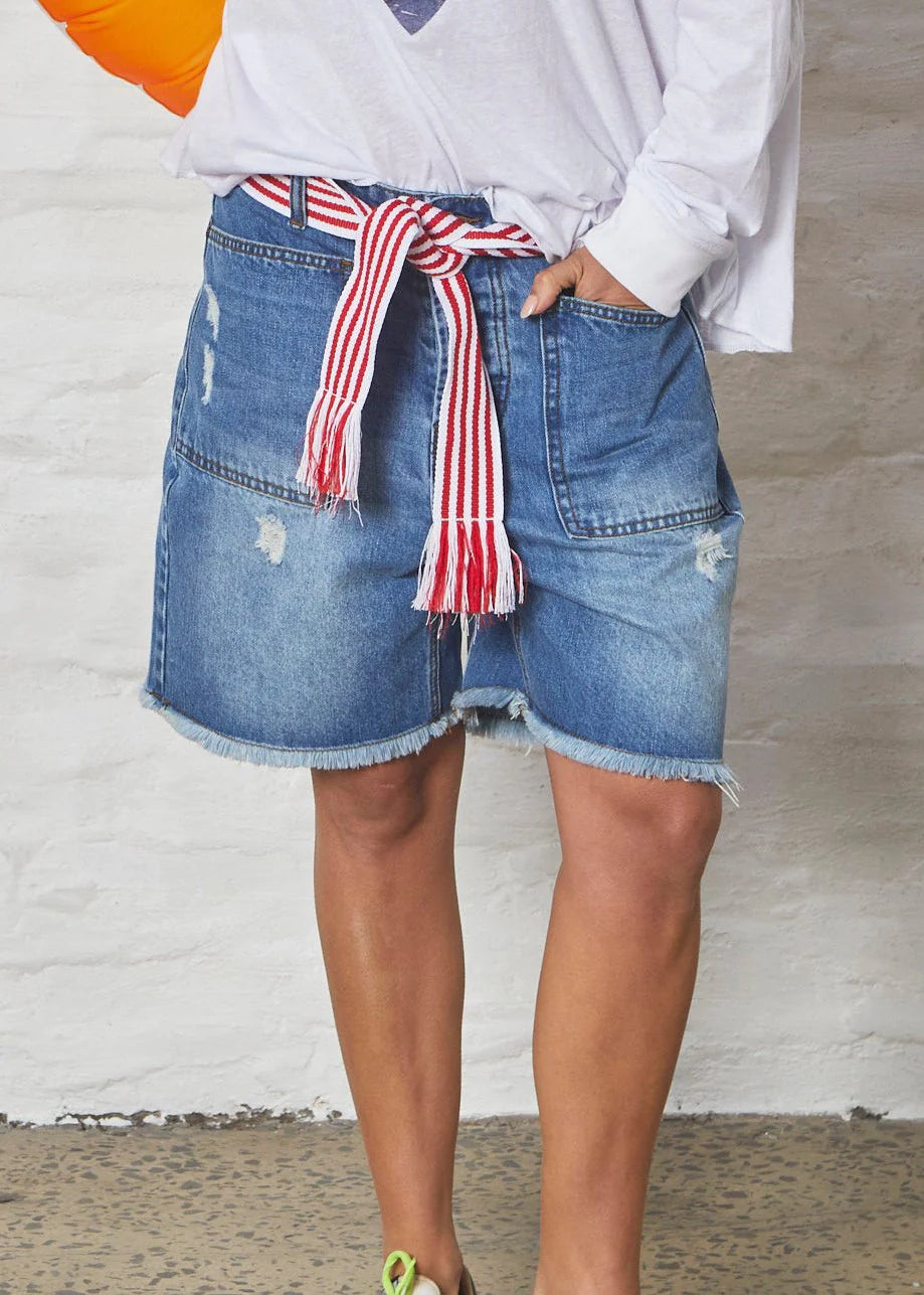 Frayed Denim Carpenter Shorts by Hammill & Co