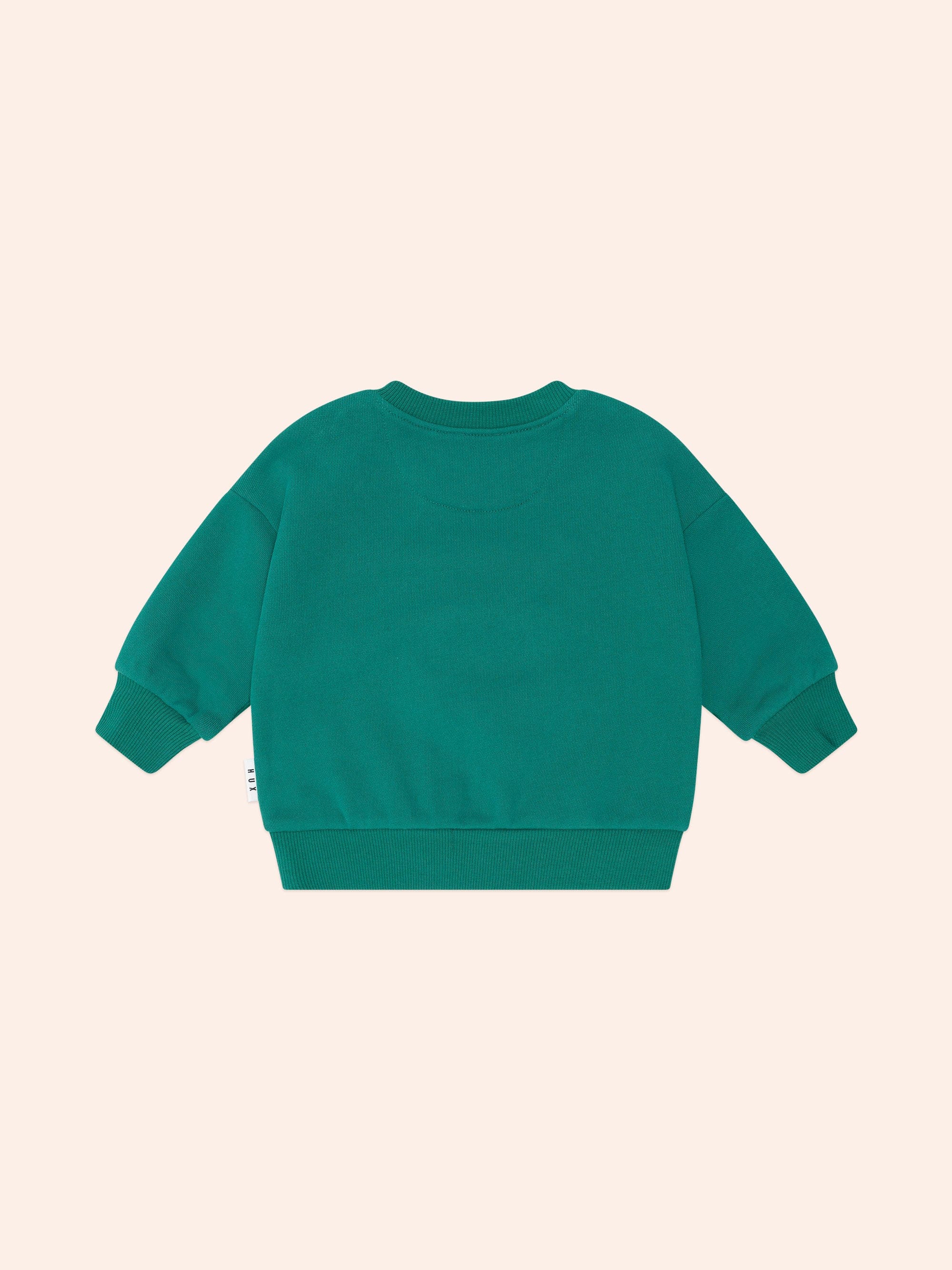 Back view of Furry Huxbear Emerald Sweatshirt | Huxbaby