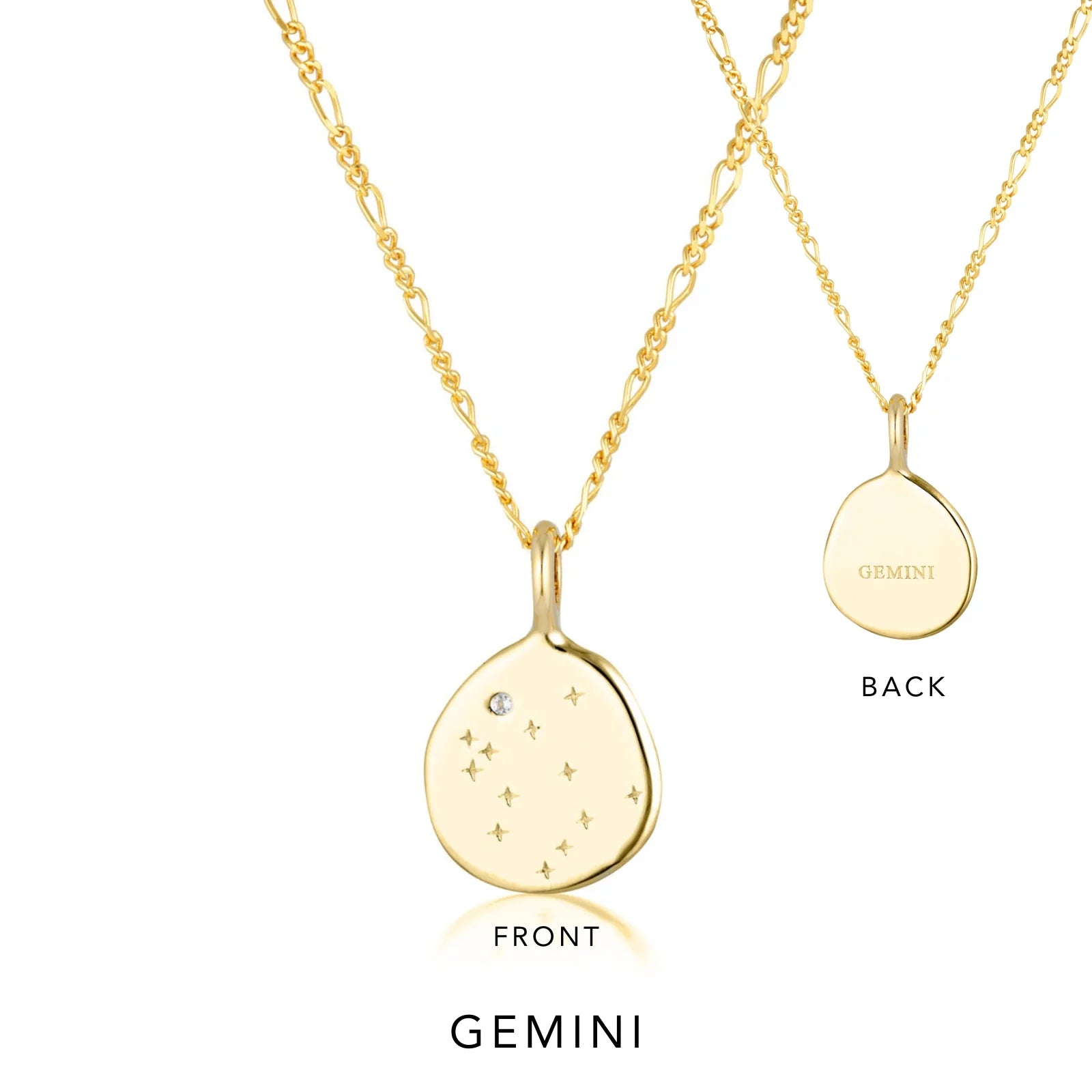 Zodiac Gemini Necklace Gold by Linda Tahija