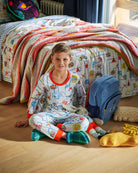 Gamer white organic cotton long sleeve top & pant pyjama set by Kip & Co