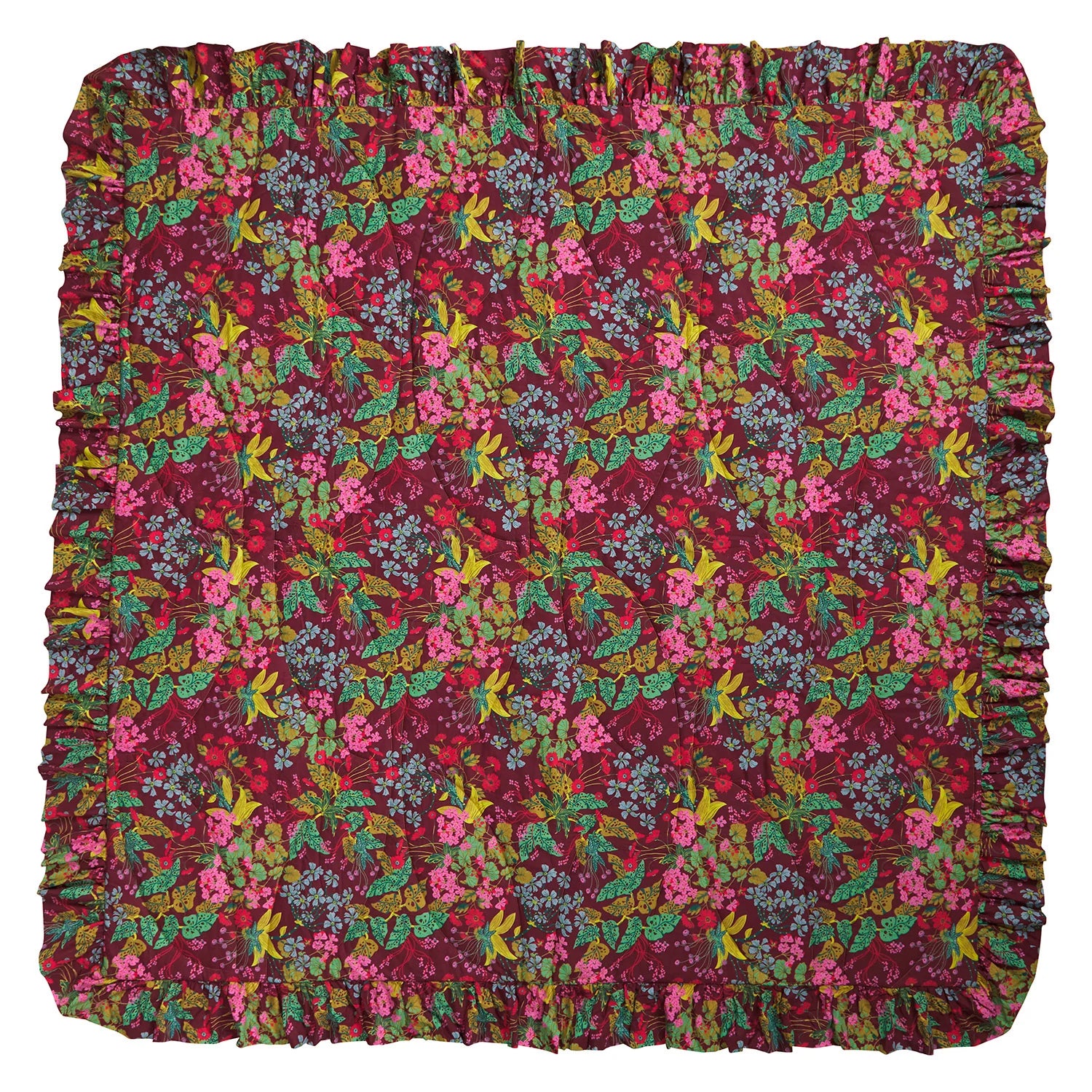Genevieve Ruffle Bedcover by Sage & Clare - beautiful retro design floral print made from cotton