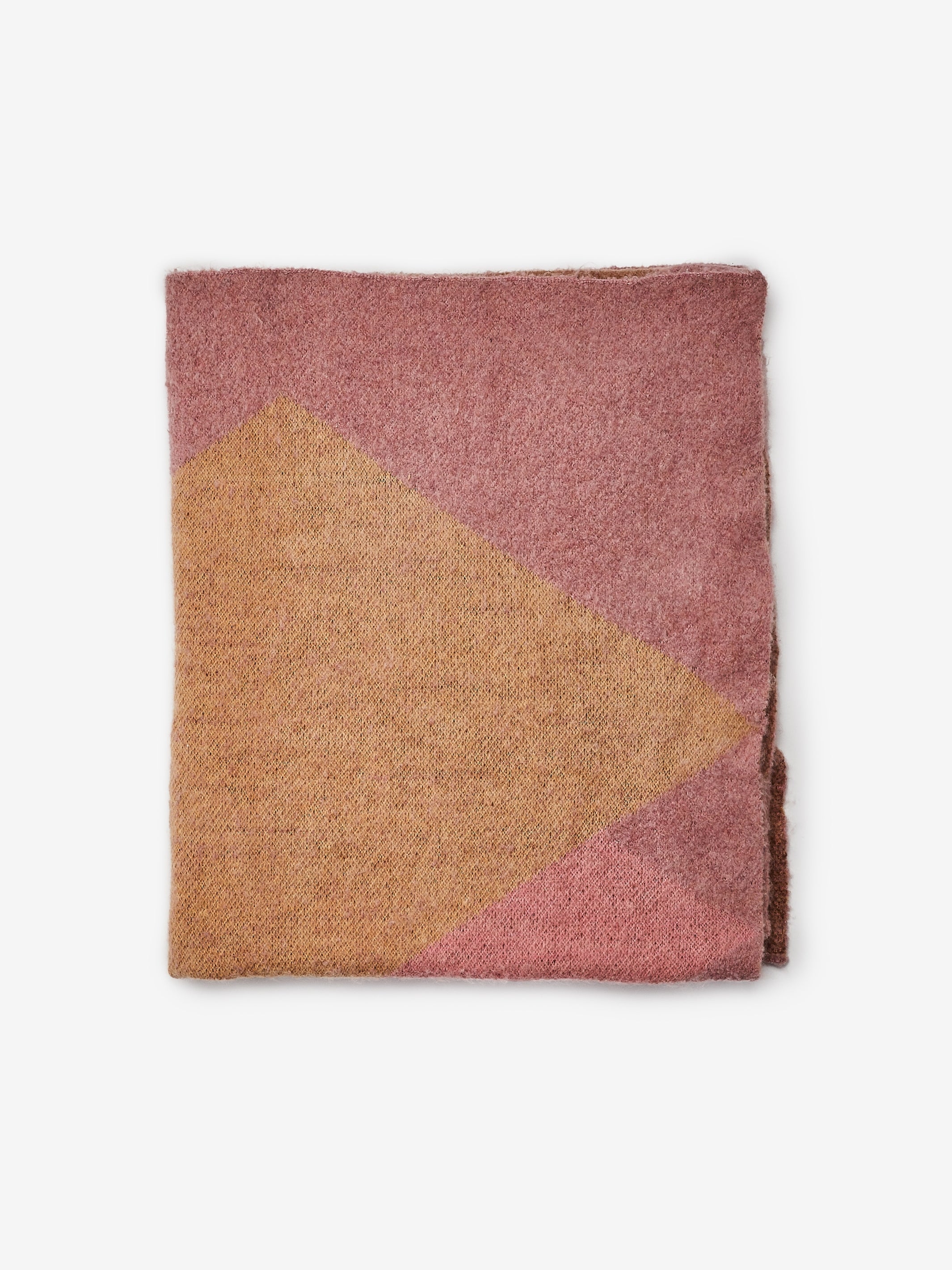 Flat lay view of complete Geometric Pink Mohair Throw showing full geometric pattern