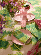 Green & Pink floral French Flax Linen tablecloth by Bonnie and Neil 