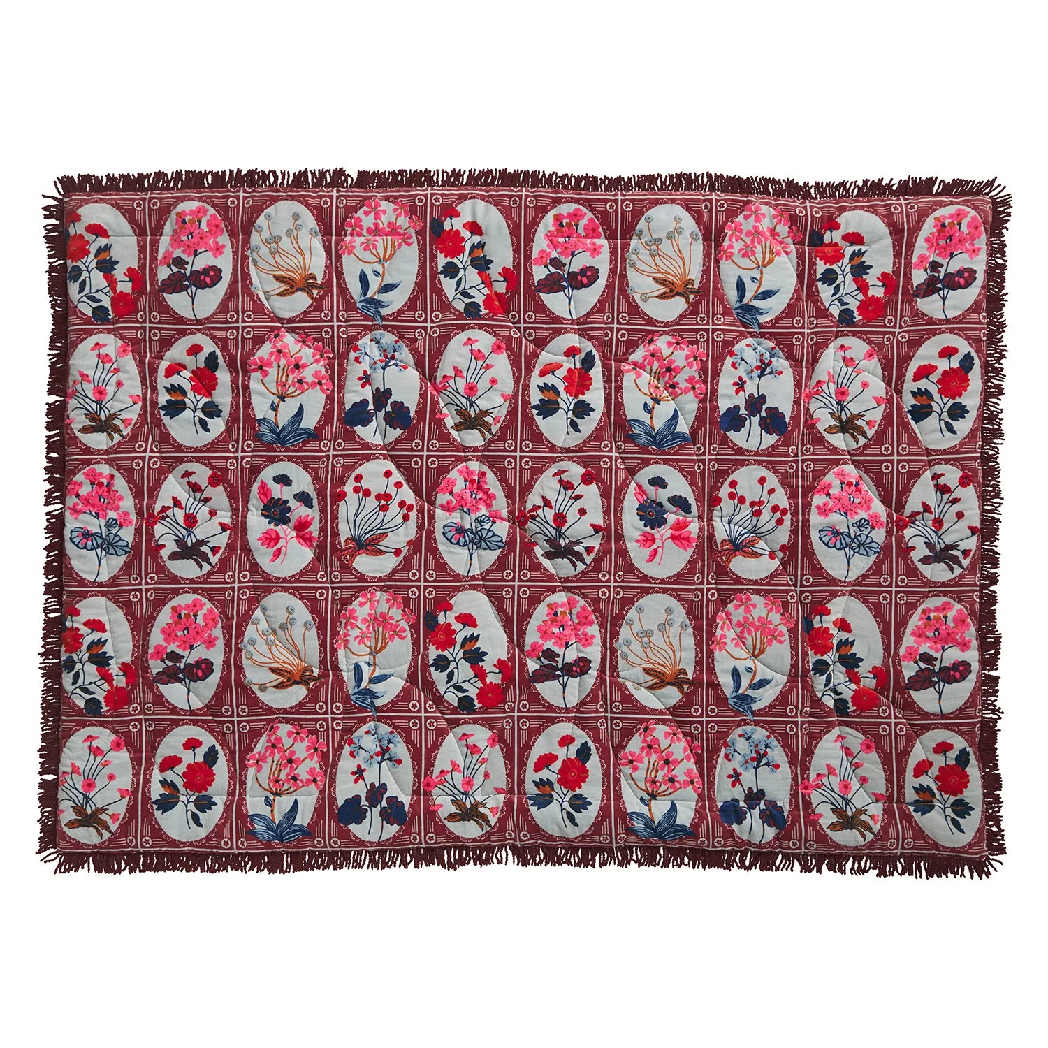 Floral tiled pattern velvet bedspread