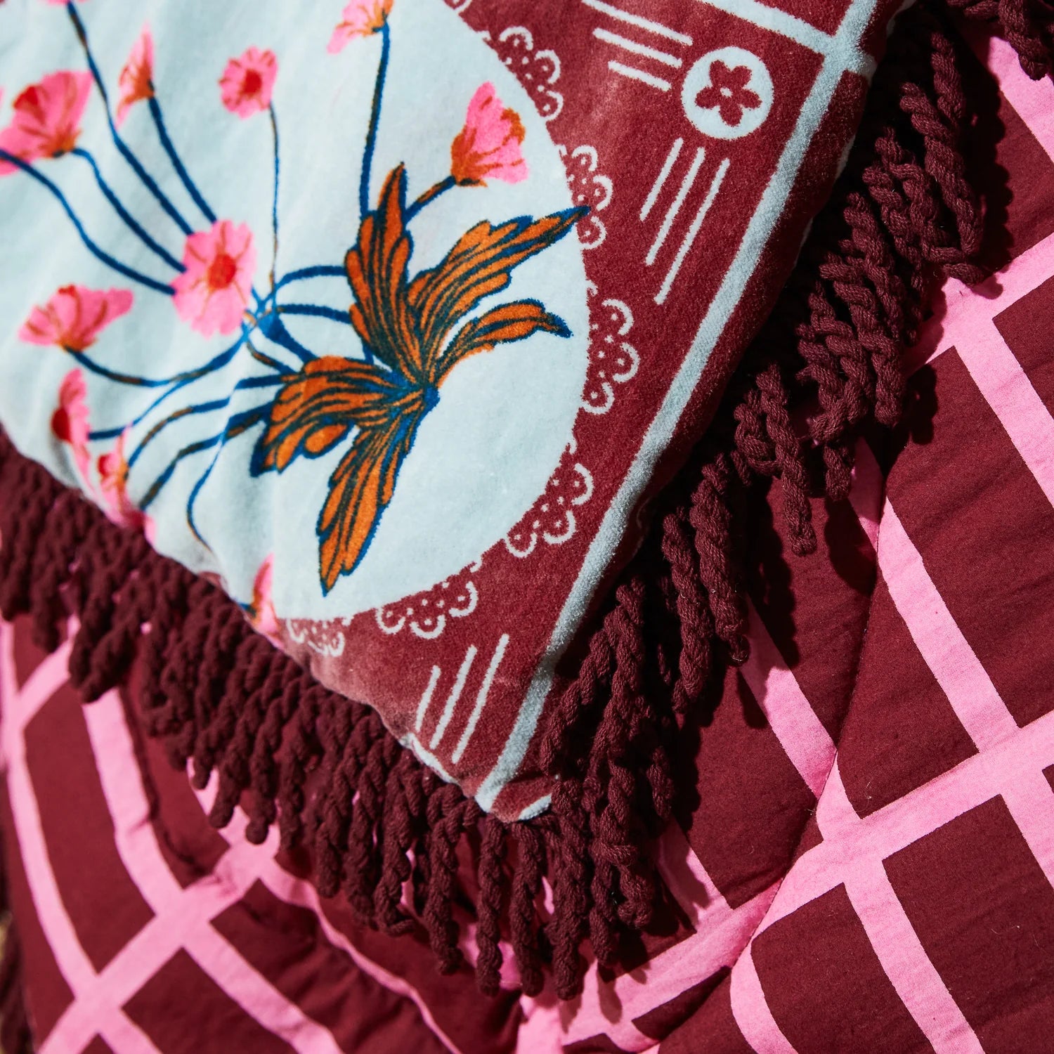 Close up details of Gigi Velvet Blanket By Sage & Clare