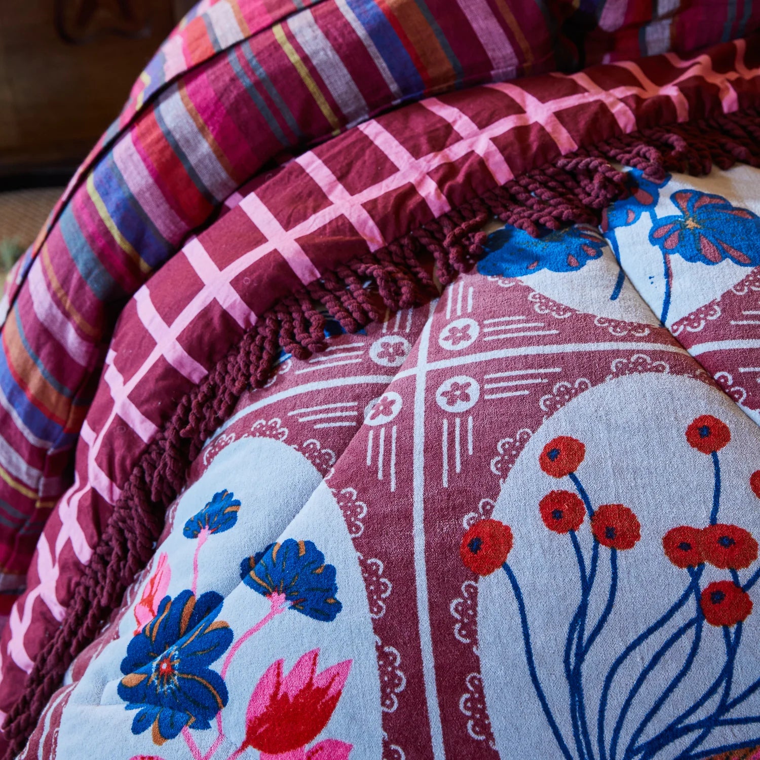 burgundy maroon Velvet bedcover by Sage & Clare