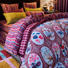 Boho floral velvet cover with fringed edge