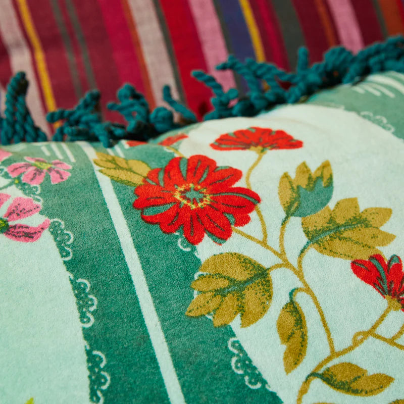Velvet fabric detail of Gigi Velvet Cushion forest by Sage & Clare