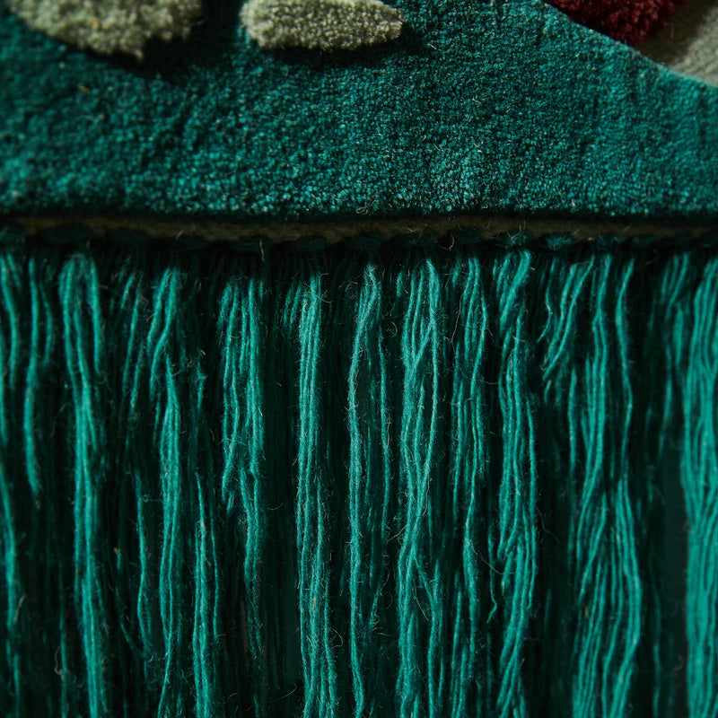 Wool wall hanging fringe detail