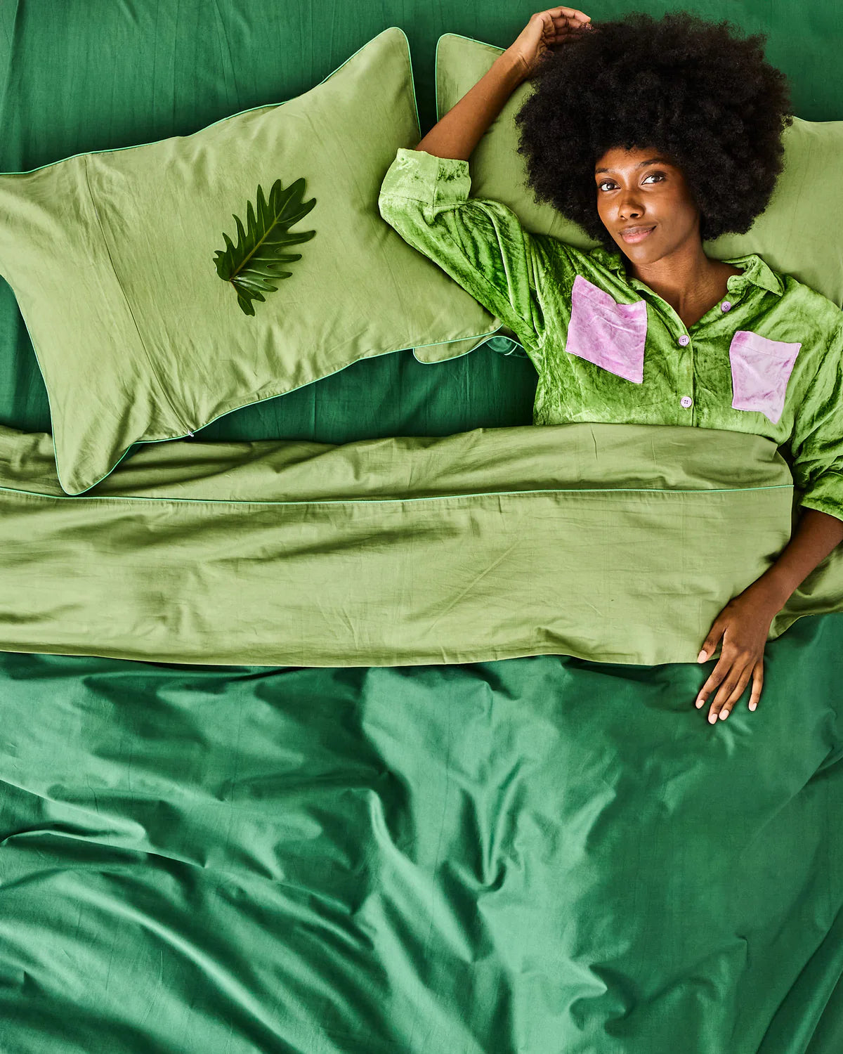 Glow In Green Bamboo Cotton Pillowcases 2P Set by Kip & Co