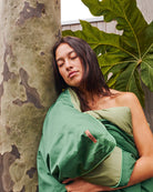 Green bamboo sheets and doona cover